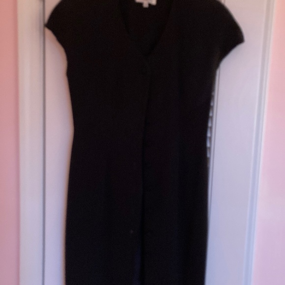 Black Ann Taylor Dress with buttons (coat style) - Picture 1 of 3